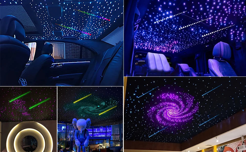 12LEDs w/Remote control RGB Meteor Shooting Star Colorful Chasing Fiber Optic lights engine 9w APP/Smart phone control 12holes