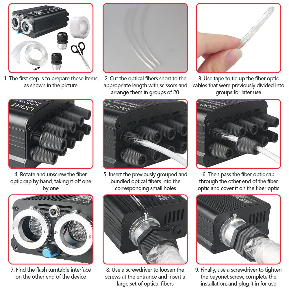 Car Fiber Optic Light Kit RGBW Star Ceiling Light Car Roof Interior Ambient Light APP Control Roof Stars Lights Car Accessories