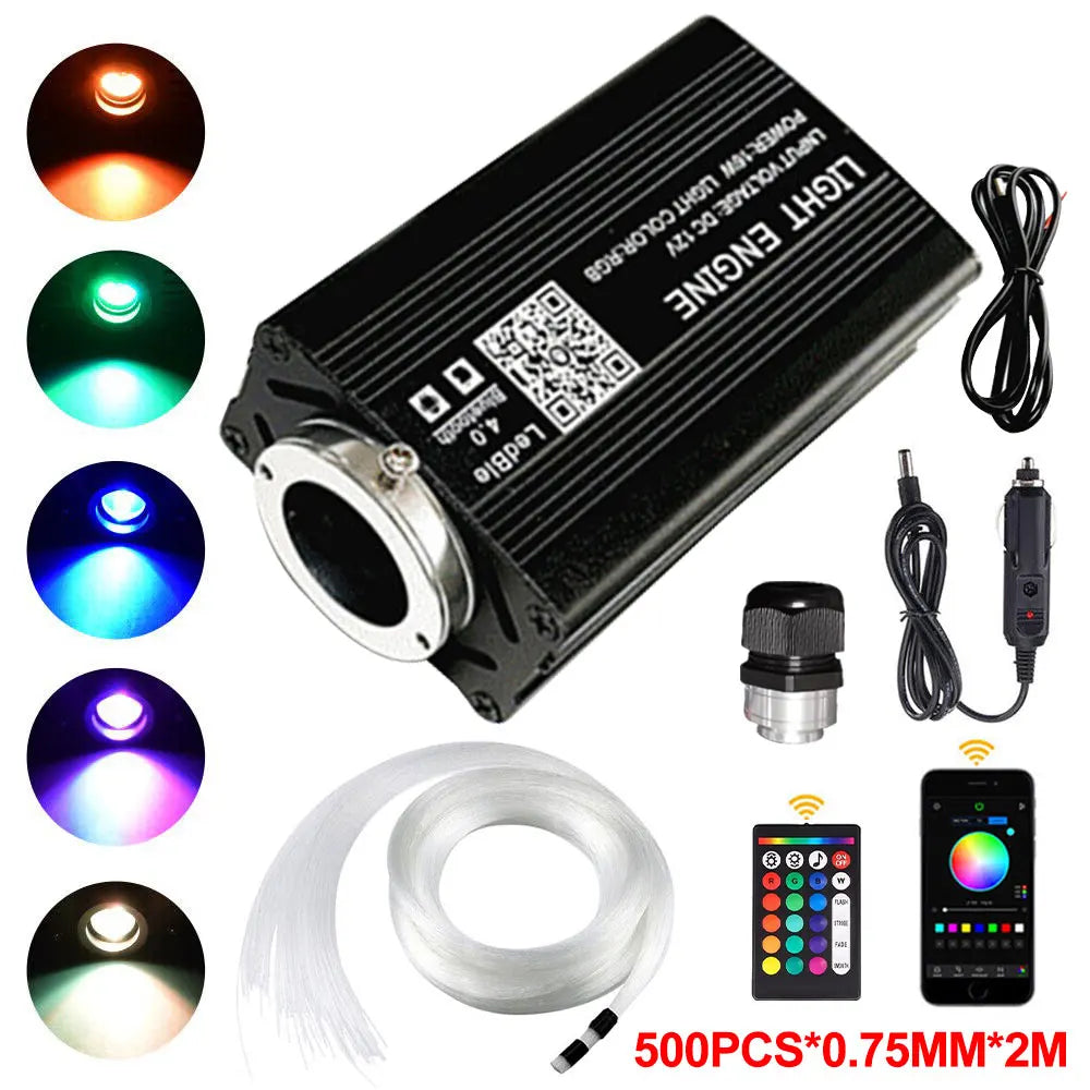 Car Fiber Optic Light Kit RGBW Star Ceiling Light Car Roof Interior Ambient Light APP Control Roof Stars Lights Car Accessories