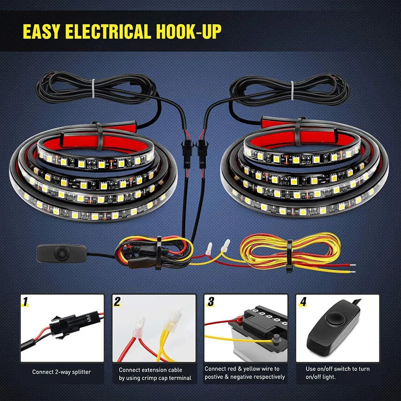 Car Lights Strip LED Truck Cargo Bed Strip Light Bar kit With Switch For Pickups SUVS RV Boats Decorative Lamp 12V Waterproof
