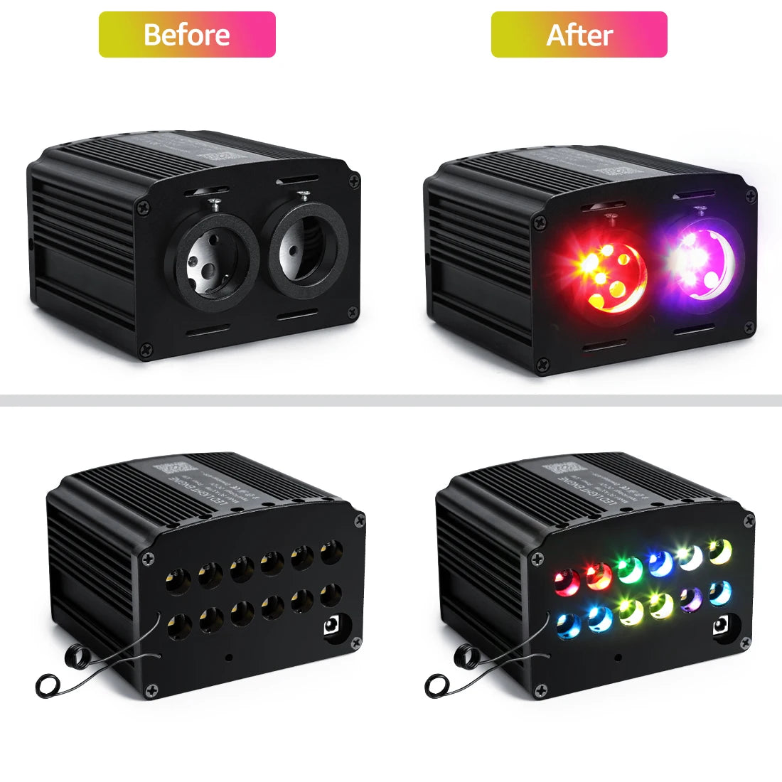 32W Twinkle Starlight Headliner Kit Dual Port RGBW Starry Sky Ceiling Light 450 Fiber Optic For Car Home APP/Remote Controlled