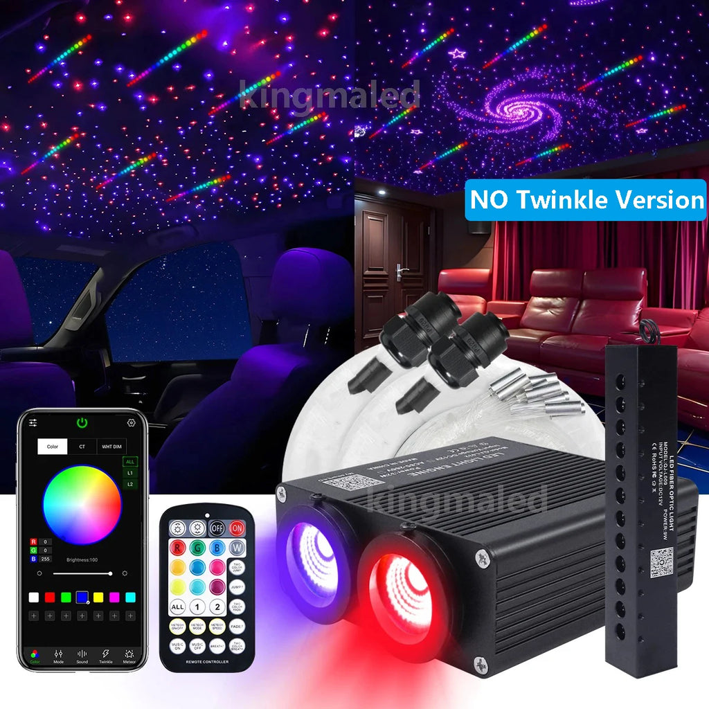 32W Dual port Fiber Optic Star Ceiling Kit with RGB Meteor effect APP Car Roof stars Fiber Optic for Starry Sky Car Ceiling