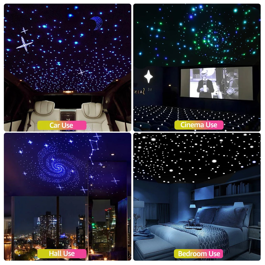 32W Twinkle Starlight Headliner Kit Dual Port RGBW Starry Sky Ceiling Light 450 Fiber Optic For Car Home APP/Remote Controlled