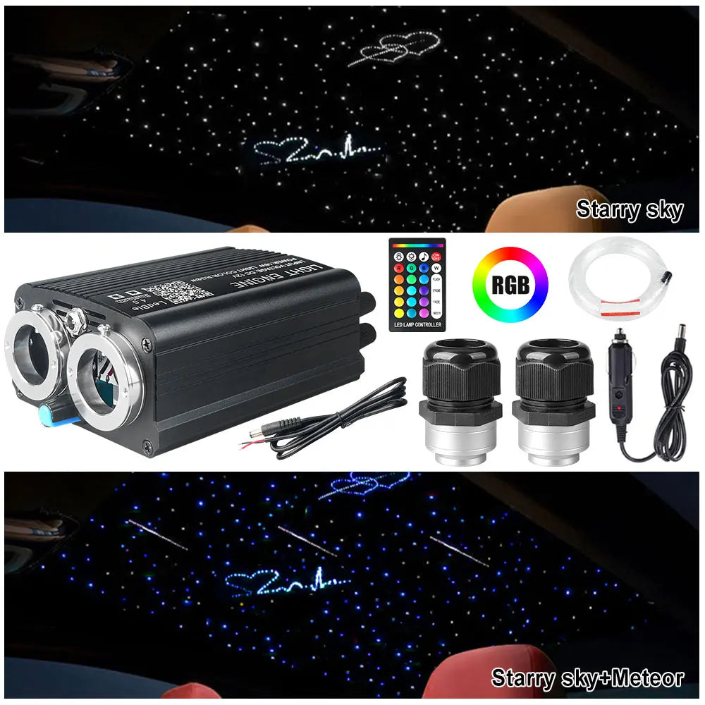 Car Fiber Optic Light Kit RGBW Star Ceiling Light Car Roof Interior Ambient Light APP Control Roof Stars Lights Car Accessories