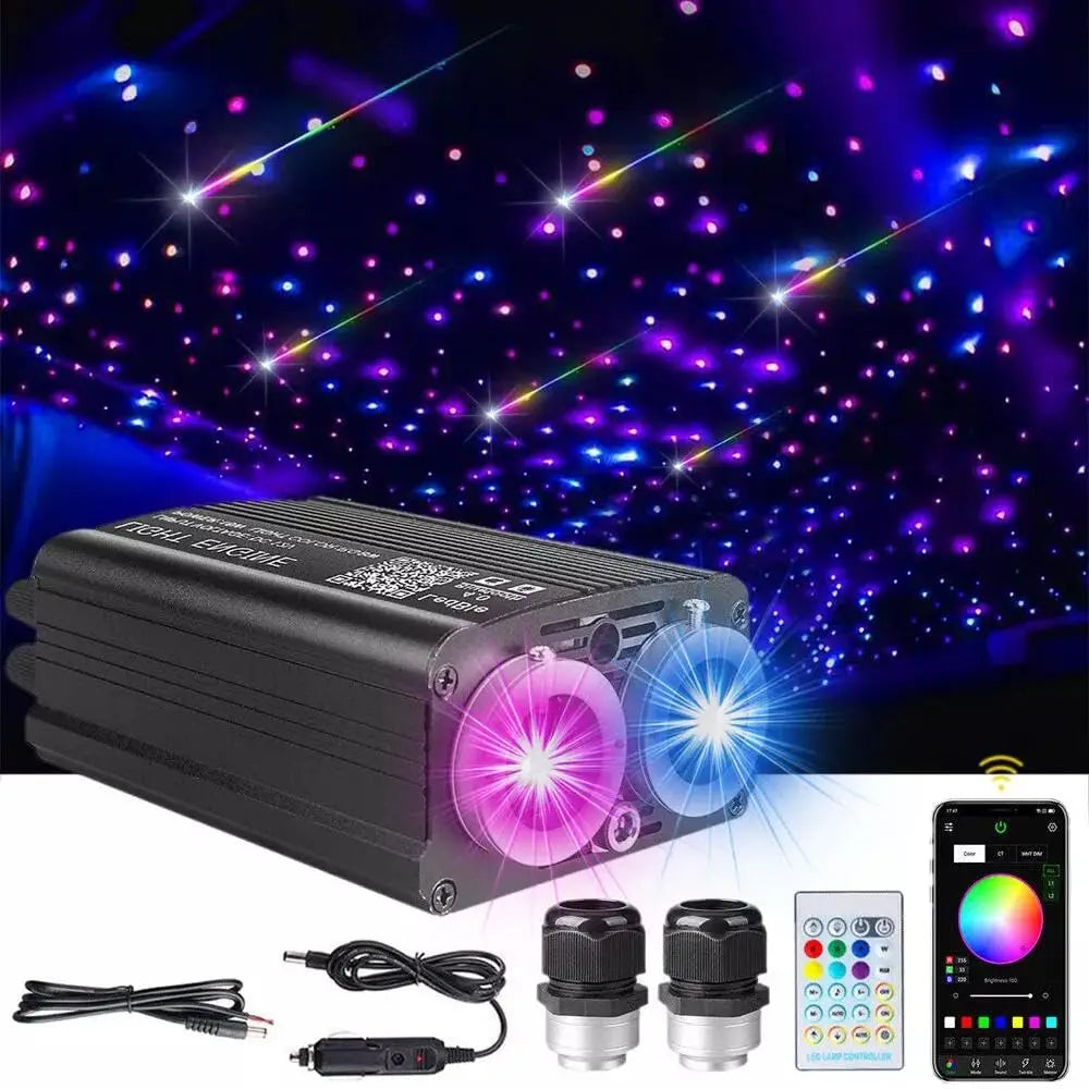 Car Fiber Optic Light Kit RGBW Star Ceiling Light Car Roof Interior Ambient Light APP Control Roof Stars Lights Car Accessories